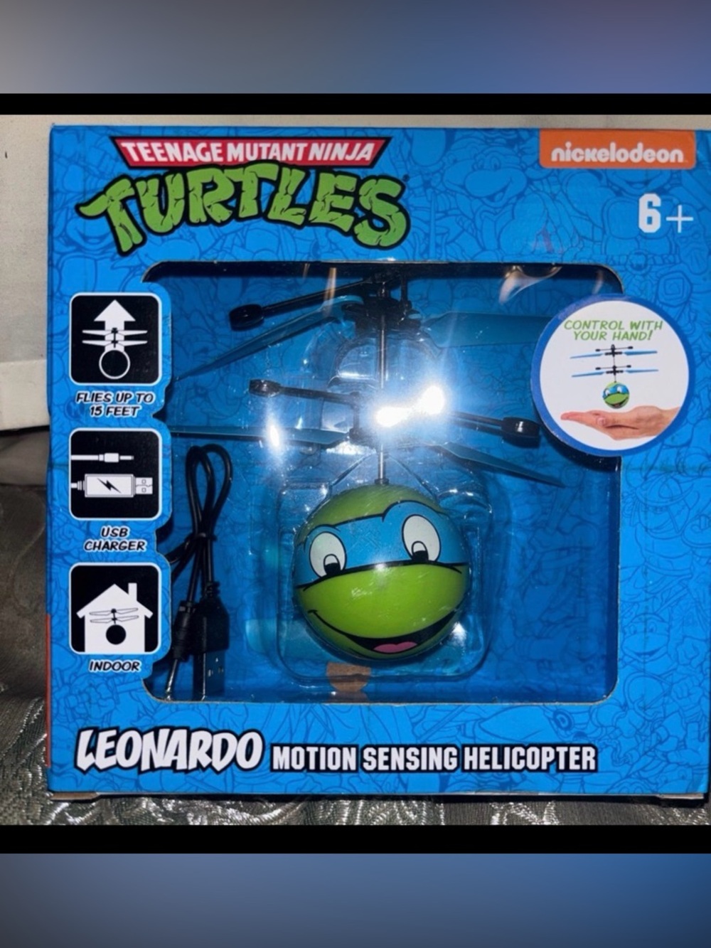 Nickelodeon TMNT Leonardo Floating Hand-Controlled Helicopter - Blue & Green